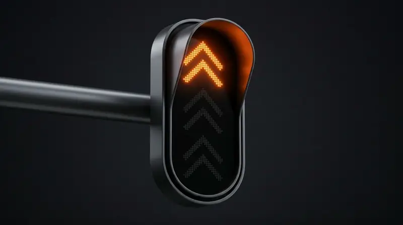Website-Abo — LED-Signal mit orangen Pfeilen